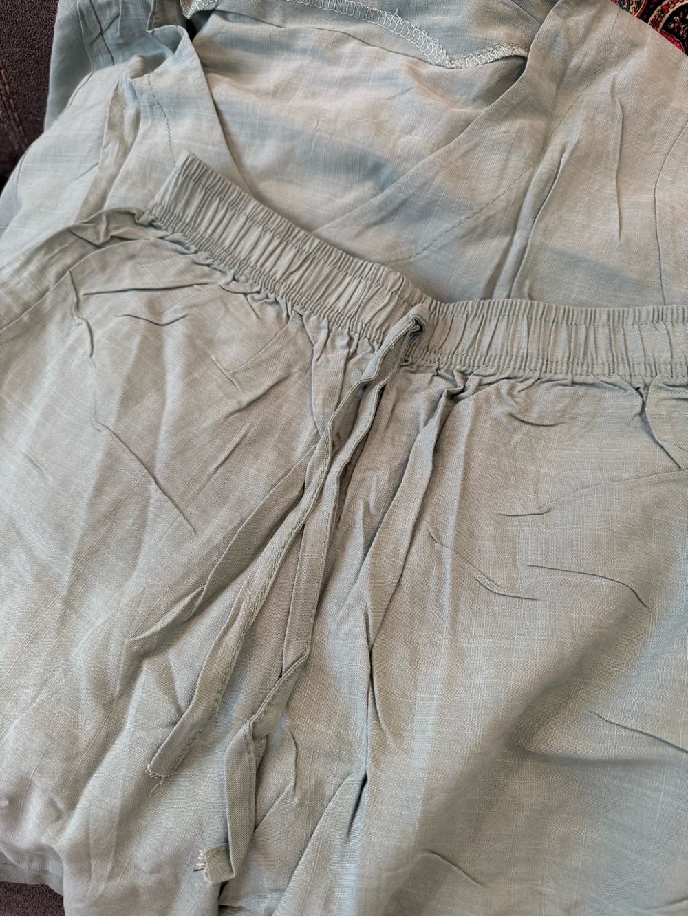 Rust V-Neck Top and Drawstring Shorts Set - Picture 6 of 6